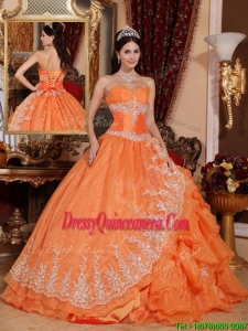 Luxurious Orange Red Ball Gown Floor Length Sweet 16 Dresses