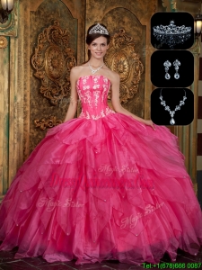Luxurious Strapless Sweet 16 Dresses with Appliques and Ruffles
