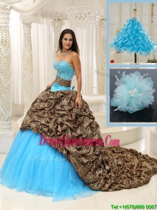 Luxurious Brush Train Sweet 16 Dresses in Multi Color