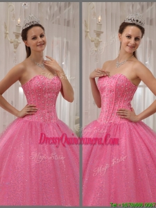 Luxurious Pink SweetheartSweet 16 Dresses with Beading