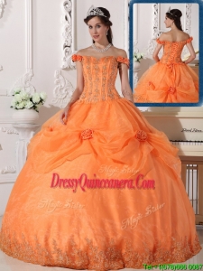 Best Off The Shoulder Sweet 15 Dresses with Appliques and Hand Made Flowers