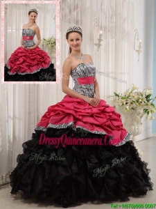 Best Selling Ruffles Sweetheart Sweet 15 Dresses in Red and Black