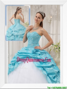 Cheap Aqua Blue Ball Gown Sweetheart Sweet 15 Dresses