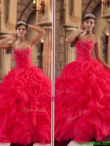 Luxurious Red Sweetheart Sweet 15 Dresses with Ruffles
