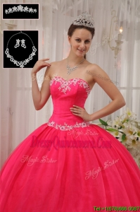 New Style Ball Gown Appliques Quinceanera Dresses in Coral Red