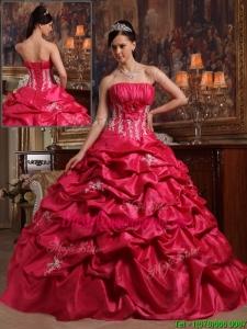 New Style Coral Red Ball Gown Strapless Quinceanera Dresses