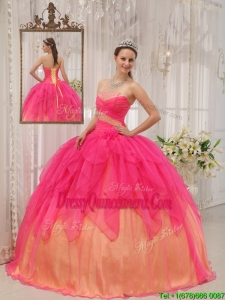 New Style Hot Pink Strapless Quinceanera Dresses with Beading