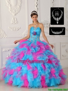 Perfect Multi Color Ball Gown Sweet 15 Dresses with Appliqu