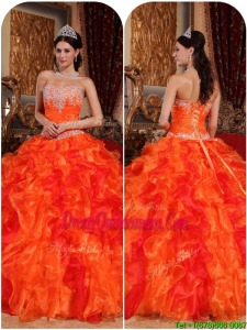 Exquisite Orange Quinceanera Dresses with Appliques and Beading