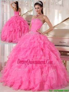 Pretty Hot Pink Ball Gown Strapless Quinceanera Dresses