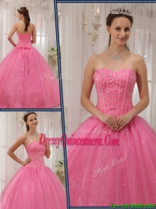 Exclusive Sweetheart Beading Pink Quinceanera Dresses for 20