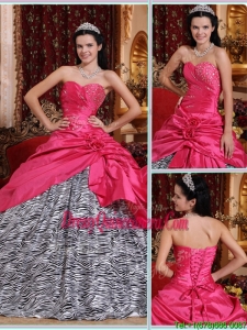 Romantic Ball Gown Hot Pink Quinceanera Dresses with Beading