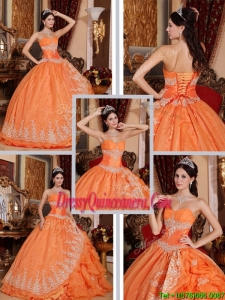 Romantic Beading and Appliques Quinceanera Dresses in Orange Red