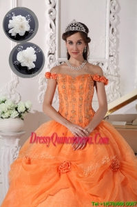 Romantic Off The Shoulder Quinceanera Dresses in Orange