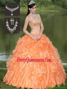 Romantic Orange Quinceanera Dresses with Beading and Ruffles Layered