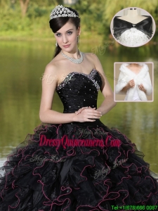RomanticRuffles Layered and Beading Quinceanera Dresses in Black