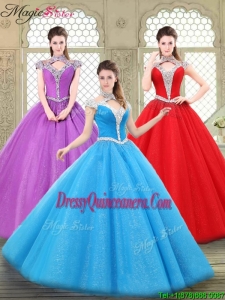 Simple Halter Top Quinceanera Gowns with Beading for 2016