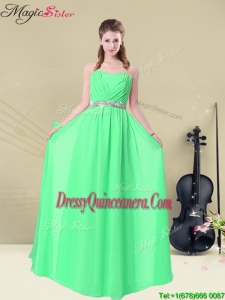 2016 Summer Gorgeous Sweetheart Floor Length Dama Dresses with Ruching and Belt