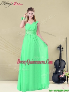 Simple Empire One Shoulder Dama Dresses with Ruching and Belt for 2016