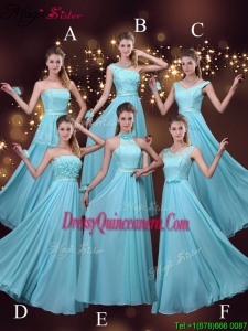 2016 Cheap Empire Aqua Blue Dama Dresses For Quinceanera