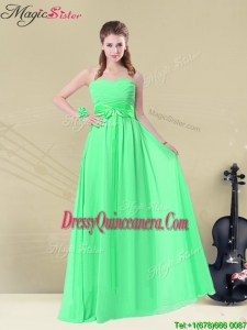 Beautiful Empire Sweetheart Dama Dresses with Ruching and Belt