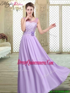 Best Scoop Lace Dama Dresses For Quinceanera in Lavender