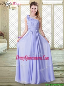 Lovely Empire One Shoulder Dama Dresses For Quinceanera in Lavender