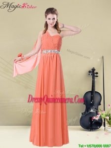 Cheap Empire One Shoulde Dama Dresses with Ruching and Belt for Fall