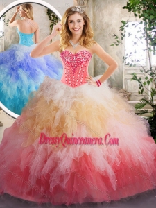Beautiful Beading and Ruffles Quinceanera Gowns in Multi Color