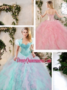 Perfect Multi Color Sweet 16 Dresses with Beading and Ruffles for 2016