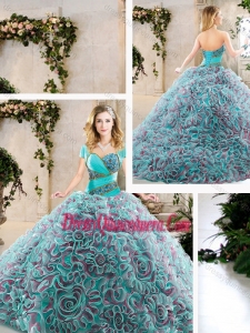 2016 Modest Brush Train Quinceanera Gowns with Beading and Ruffles