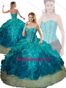 Cute Beading and Ruffles Ball Gown Detachable Quinceanera Skirts