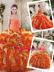 Cute Multi Color Quinceanera Dresses with Beading and Ruffles