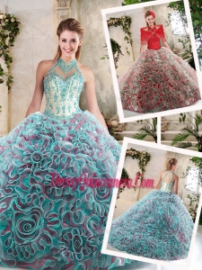 Luxurious Appliques and Ruffles Sweet 16 Dresses with Halter Top