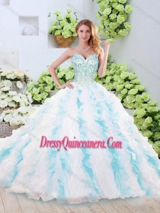 Fashionable Brush Train Quinceanera Gowns with Beading and Ruffles for 2016