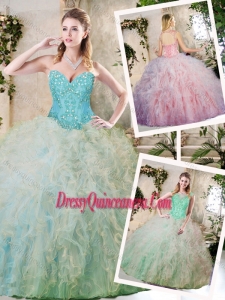 Luxurious Multi Color Quinceanera Gowns with Appliques and Ruffles