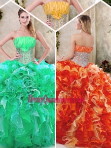 Luxurious Strapless Quinceanera Dresses with Sequins and Ruffles for 2016