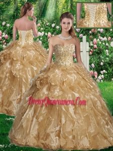 Best Ball Gown Sweetheart Sweet 16 Gowns in Champagne