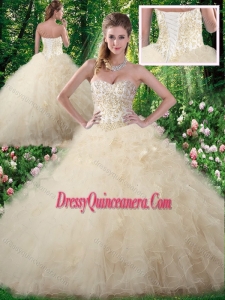 Best Champagne Sweet 16 Dresses with Beading and Ruffles