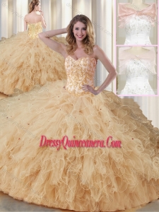 Best Sweetheart Beading Quinceanera Dresses in Champagne
