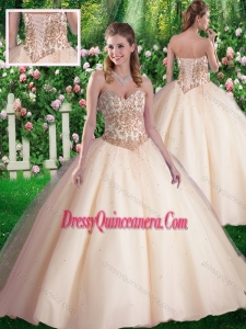 Simple Ball Gowns Sweetheart Appliques Champagne Sweet 16 Dresses