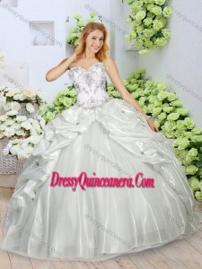 2016 Classic Appliques and Pick Ups Quinceanera Dresses in White