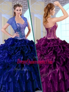 2016 Classic Ball Gown Sweetheart Quinceanera Dresses with Ruffles and Appliques