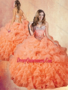 2016 Classic Brush Train Sweet 16 Gowns with Ruffles and Pick Ups