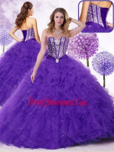 2016 Classic Sweetheart Quinceanera Gowns with Beading and Ruffles