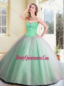 Classic Ball Gown Beading Quinceanera Dresses in Apple Green