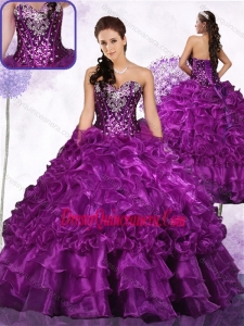 Classic Beading Ball Gown Sweet 16 Dresses with Ruffles and Sequins
