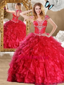 Classic Red Quinceanera Gowns with Beading and Ruffles