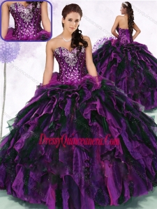 Classic Sweetheart Multi Color Quinceanera Gowns with Ruffles and Sequins