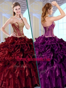 Gorgeous Ball Gown Sweetheart Sweet 16 Dresses with Ruffles and Appliques